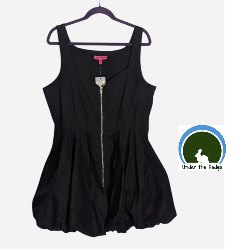 NWT Betsey Johnson Black Zipper Bubble Dress Size XXL Party Going Out